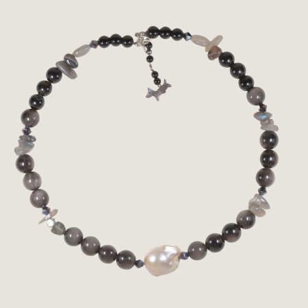 Collar para Ti del Set Tita Ónix/Labrad Pearl Chocker