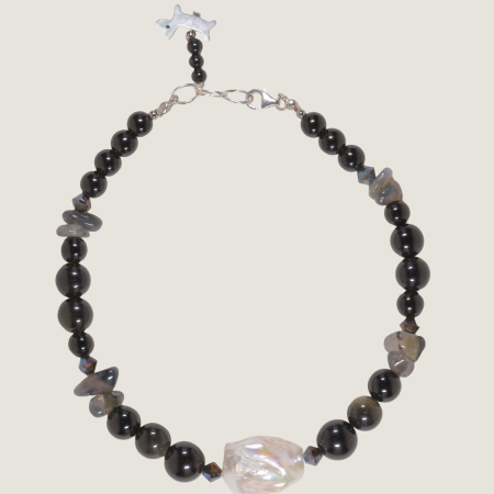 Collar Mascota del Set Tita Ónix/Labrad Pearl Chocker